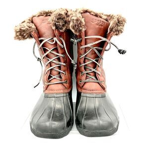 Sperry Saltwater Duck Boots Brown Leather Girls Size 4